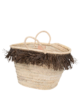 Raffia Tassel Basket, Moss
