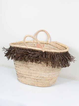 Raffia Tassel Basket, Moss