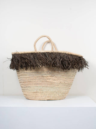 Raffia Tassel Basket, Moss