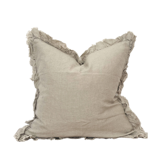 Ruffled Linen Cushion Cover - Sand