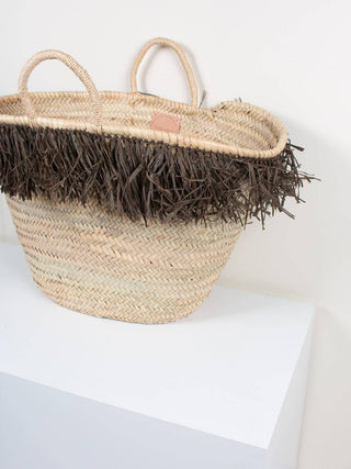 Raffia Tassel Basket, Moss