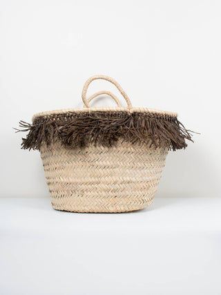 Raffia Tassel Basket, Moss