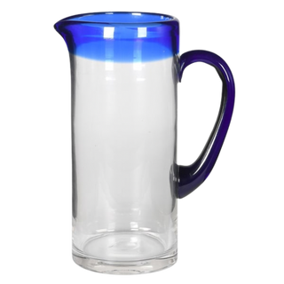 Blue Rim Glass Pitcher