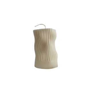 Wavy ribbed pillar candle