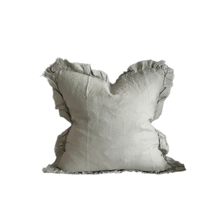 Ruffled Linen Cushion Cover, 45cm - Dusty Sage